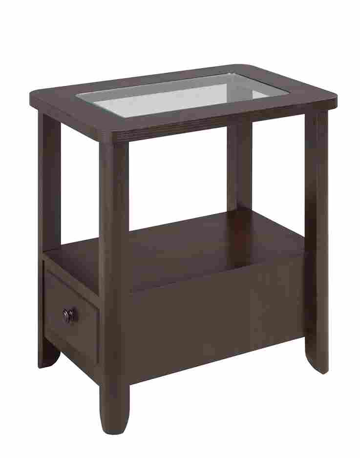 Versatile Dark Cherry Accent Table with Glass Top - Stylish and Functional