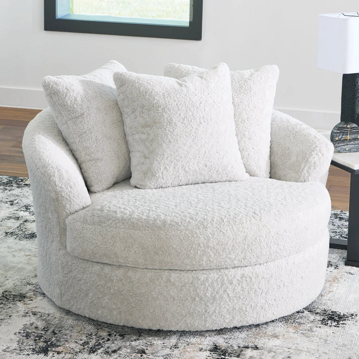 PC5910621 Cuddle Oversized Swivel Accent Chair In Fabric Upholstery - Arctic | Signature Design By Ashley