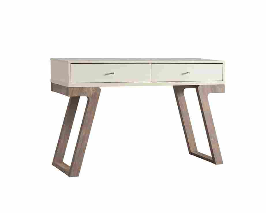 Console Table - Ivory/Hazelnut Contemporary Elegance with Storage