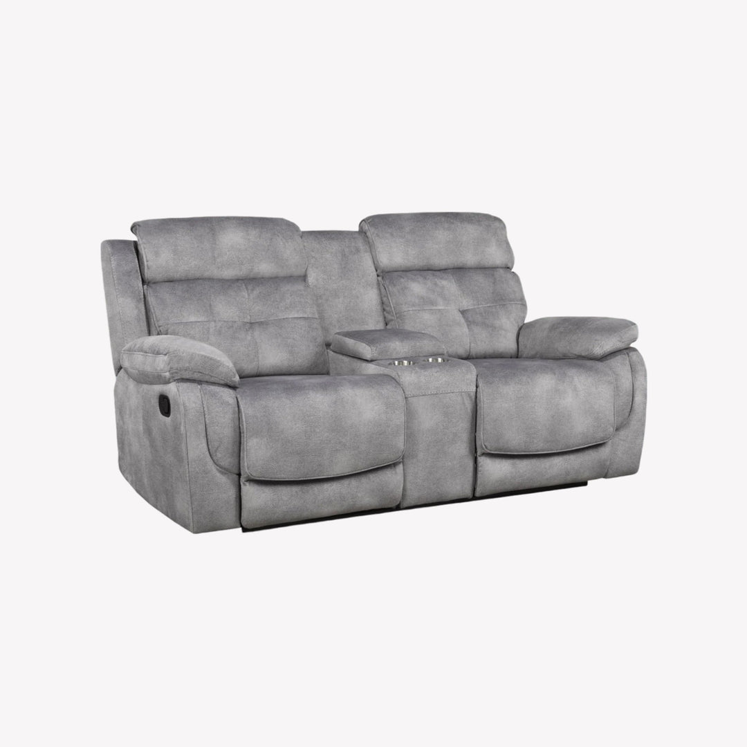 Heli Recliner Loveseat With Polyester Fabric Upholstery - Appealing Grey