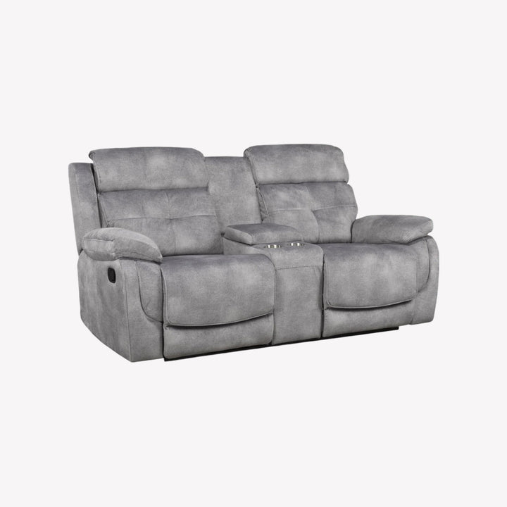 Heli Recliner Loveseat With Polyester Fabric Upholstery - Appealing Grey