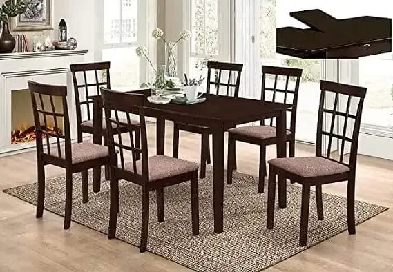 Cosmic Homes Furniture Ensemble de table à manger de cuisine au design signature – Ensemble de table et chaises de salle à manger de 6-Marron – Ensemble de chaises de salle à manger de 6 à 7 pièces – Ensemble de table et chaises de cuisine