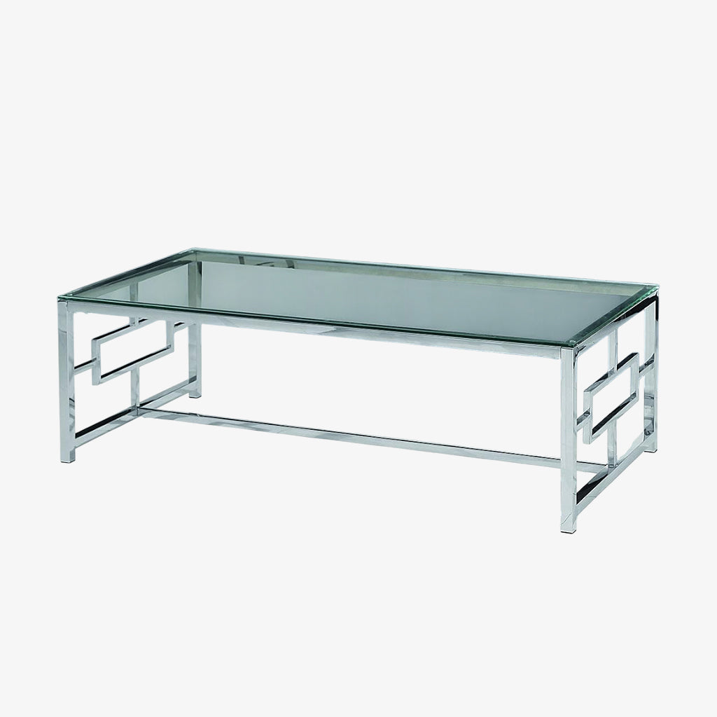 Claire Tempered Glass Coffee Table With Silver Finish
