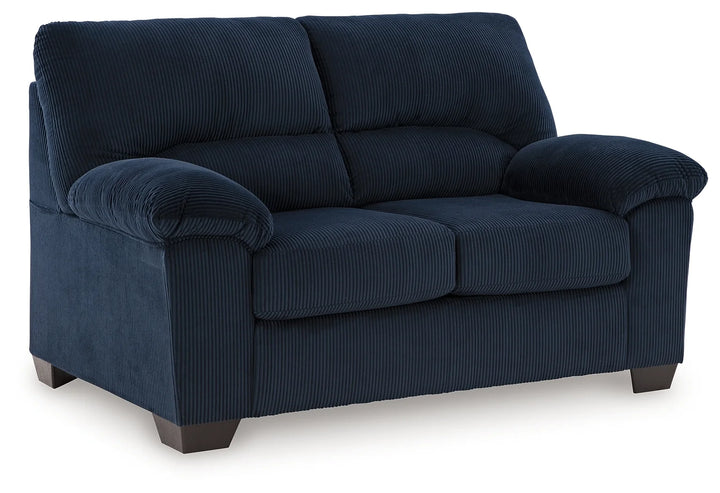 2420535 SimpleJoy Loveseat In Fabric Upholstery - Navy | Signature Design By Ashley