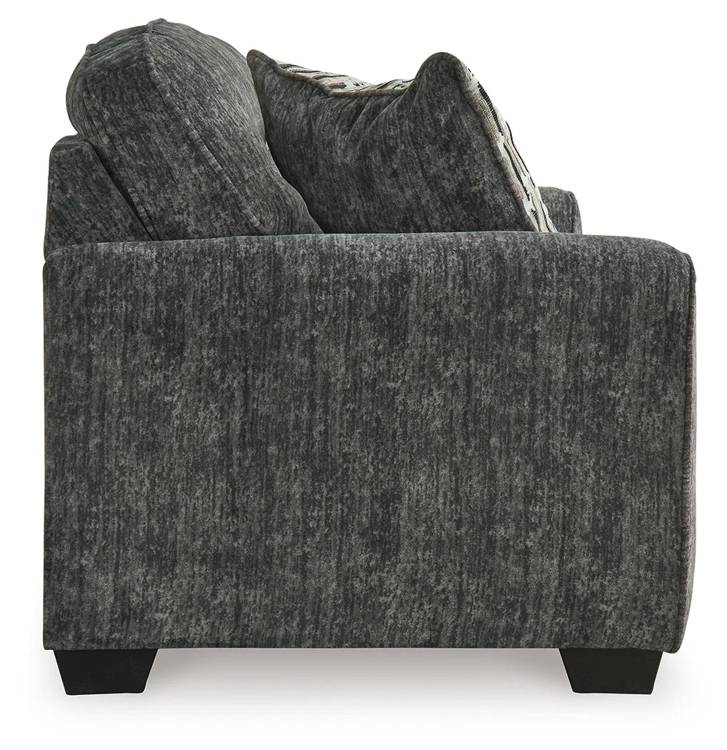 5050435 Lonoke Loveseat In Fabric Upholstery - Gunmetal | Signature Design By Ashley