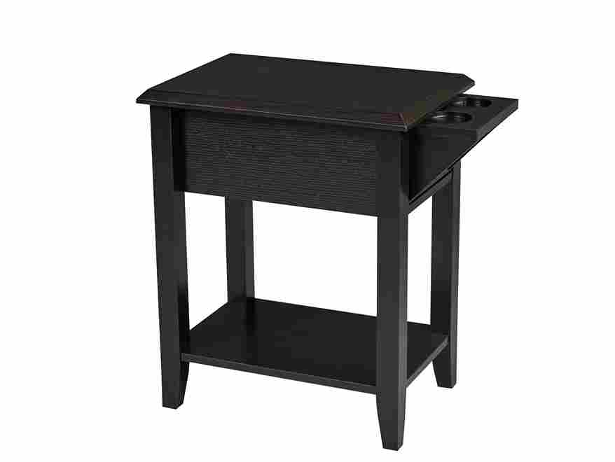 Accent Table - Black Modern Communication Hub with Storage