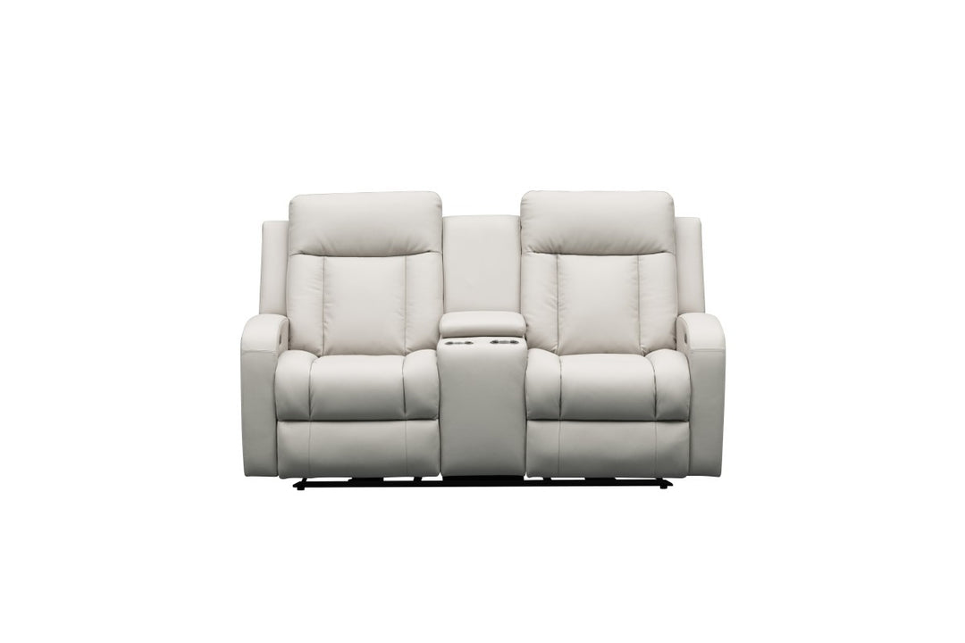Sudex Beige Power Recliner Loveseat in Top Grain Leather