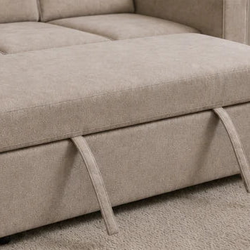 Menisia Taupe Fabric Sectional Sofa Bed with Reversible Storage Chaise - Additional View