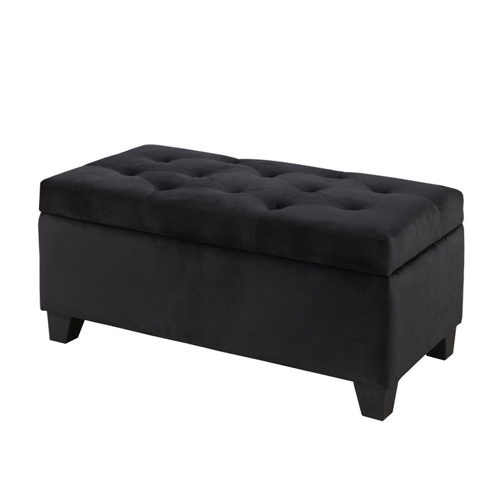 Shiv Fabric Upholstered Black Storage Accent Ottoman