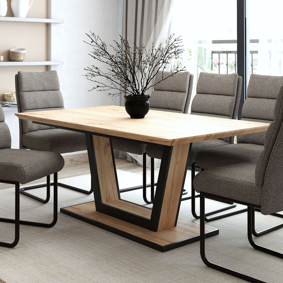 Zarek Extendable Wooden Dining Table - Natural/ Black