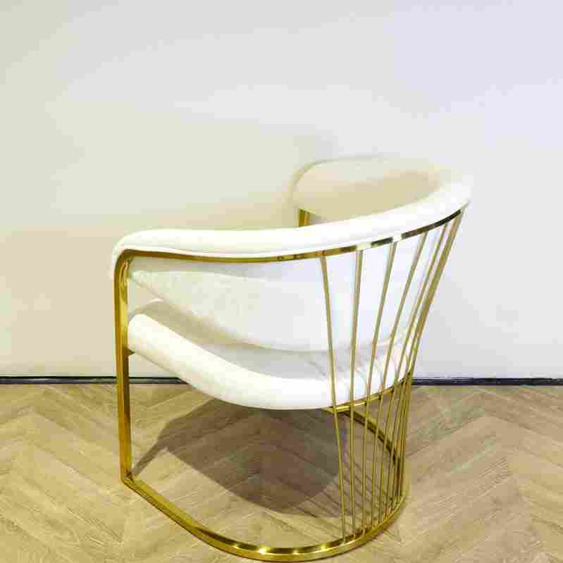 Modern Elegance 24-Inch Beige Velvet Dining Chair with Gold Cantilever Windsor Base