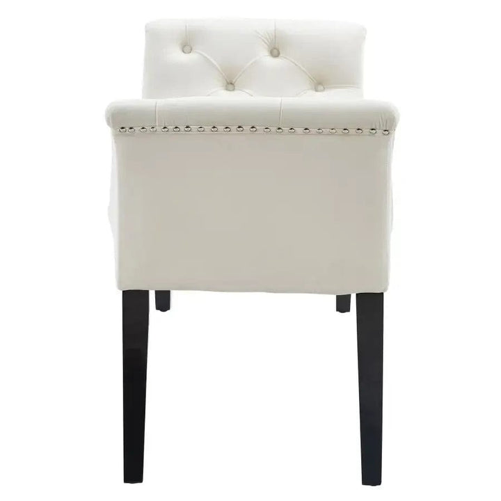 Joy Velvet Upholstered Bench With Nail Head Detailing - Ivory
