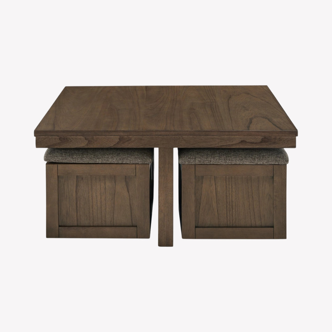 T738-20 Boardernest Coffee Table With Stools - Brown | Signature Design By Ashley