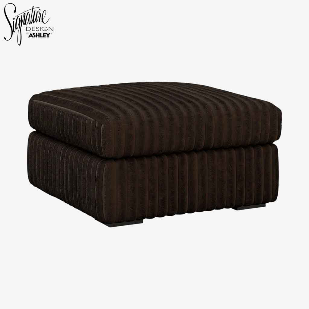 Midnight-madness Oversized Accent Ottoman In Fabric Upholstery - Chocolate - Front View