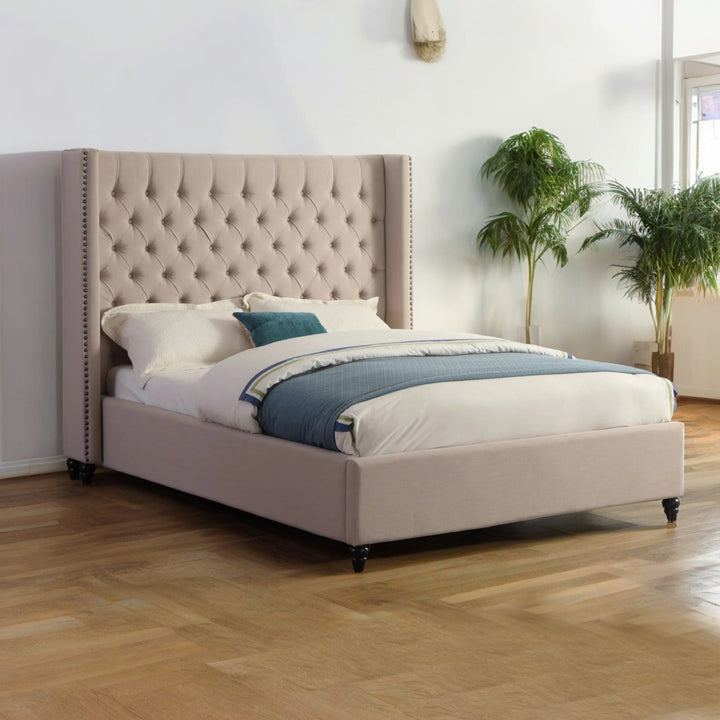 Margaret Royal Platform Bed Frame (78" King Size) | Available In Beige & Grey Colors