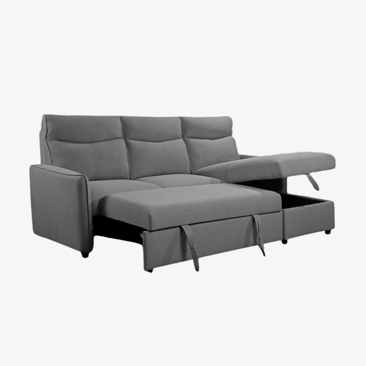 Mitchell Fabric Upholstered Sectional Sofa Bed With Reversible Chaise - Grey