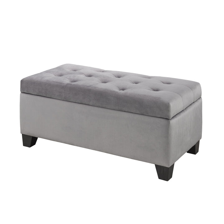 Shiv Fabric Upholstered Grey Storage Accent Ottoman
