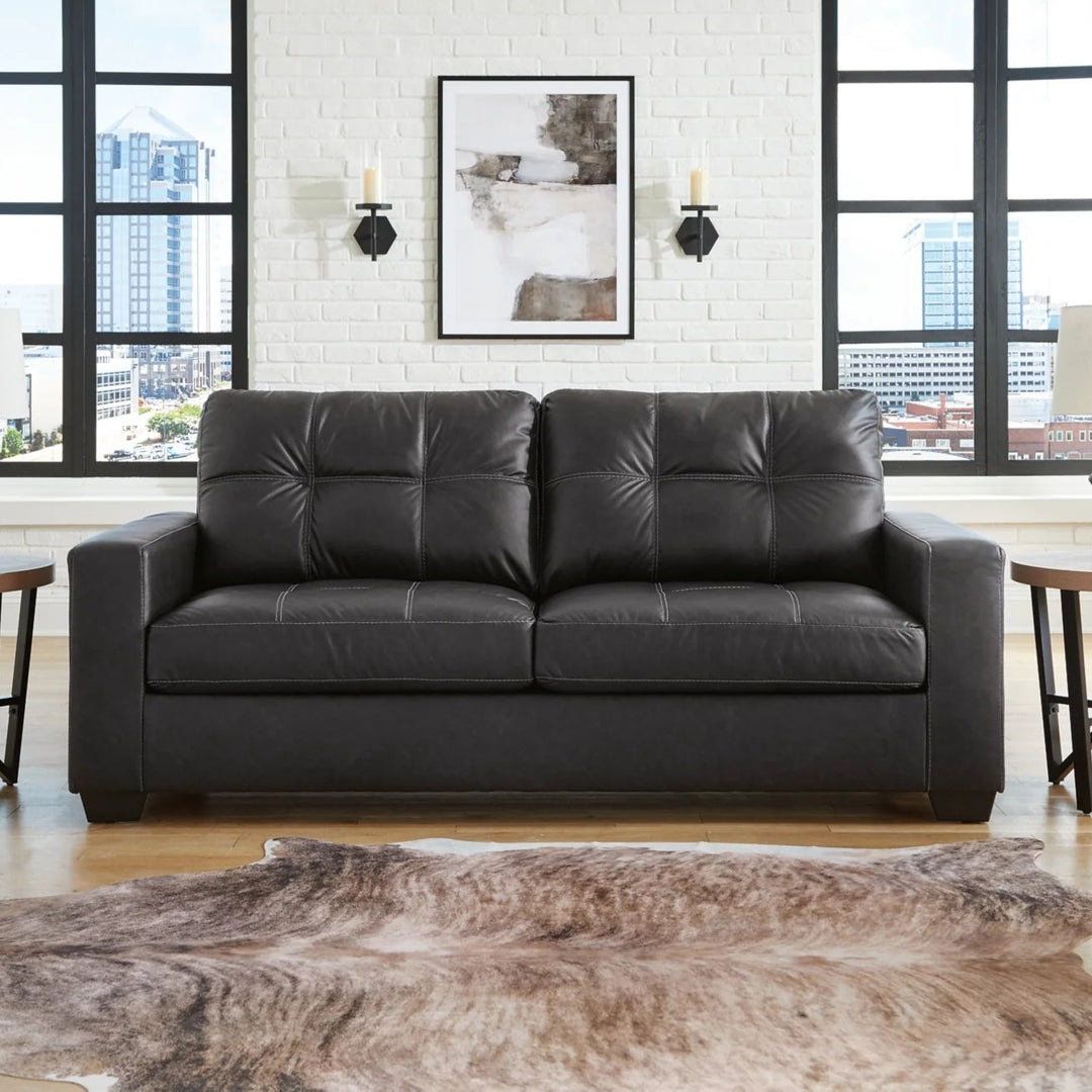 1700438 Barlin Mills Stationary Sofa In Leather Upholstery - Carbon | Signature Design By Ashley