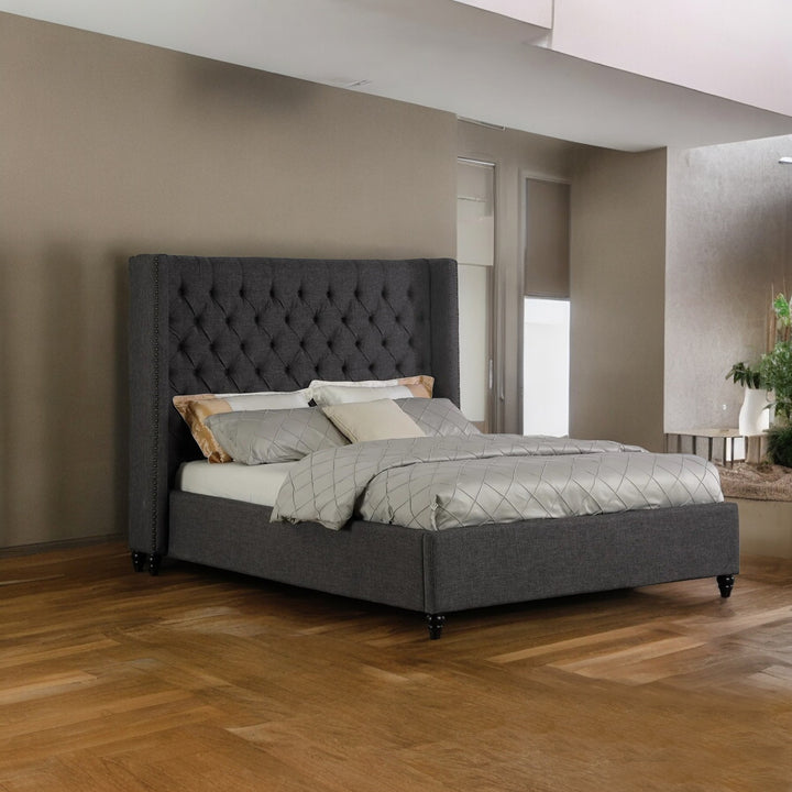 Margaret Royal Platform Bed Frame (78" King Size) | Available In Beige & Grey Colors