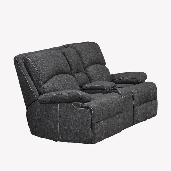 Griddy Recliner Loveseat With Soft Polyester Fabric Upholstery - Grey