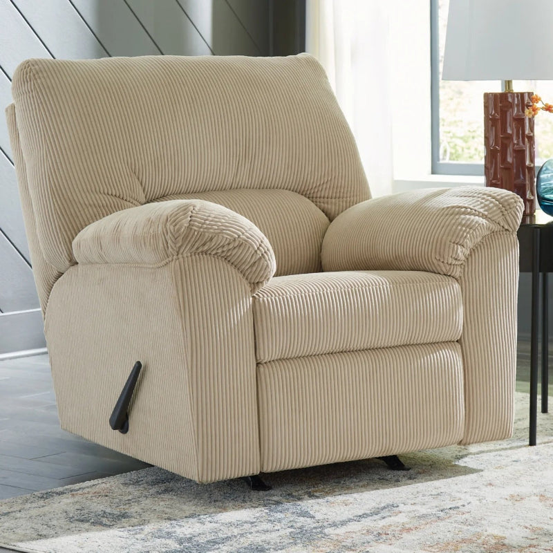 2420325 SimpleJoy Rocker Recliner Chair In Fabric Upholstery - Sand | Signature Design By Ashley