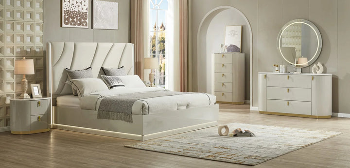 Jerome 8-Piece Bedroom Set - Beige | Contemporary, Sleek, Durable & Storage Solution