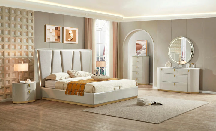 Easton 8-Piece Bedroom Set - Beige | Timeless, Stylish, Sturdy & Storage Solution