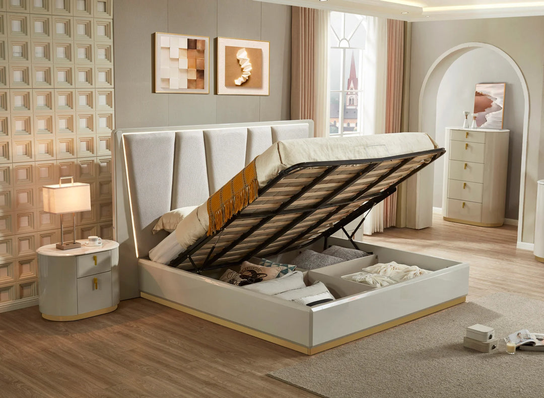 Easton 8-Piece Bedroom Set - Beige | Timeless, Stylish, Sturdy & Storage Solution