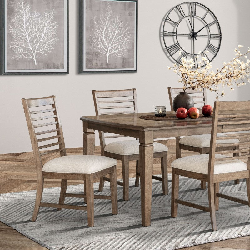 Zulia 7-Piece Walnut Dining Table Set With Extension Leaf