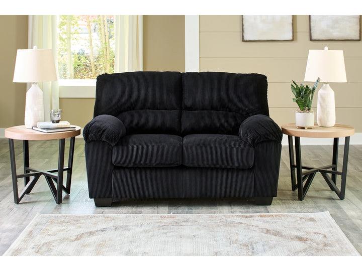 2420435 SimpleJoy Loveseat In Fabric Upholstery - Onyx | Signature Design By Ashley