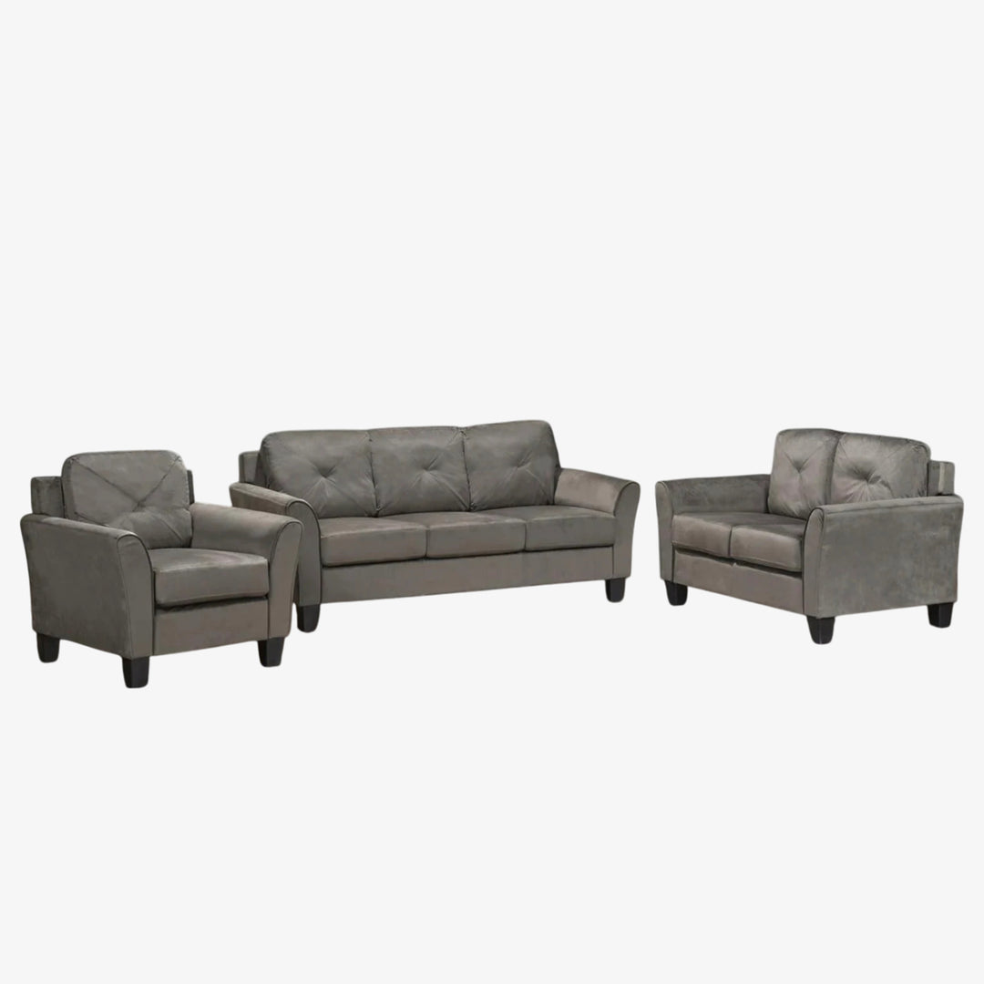 Hayden 3-Piece Classic Sofa Set With Fabric Upholstery - Grey