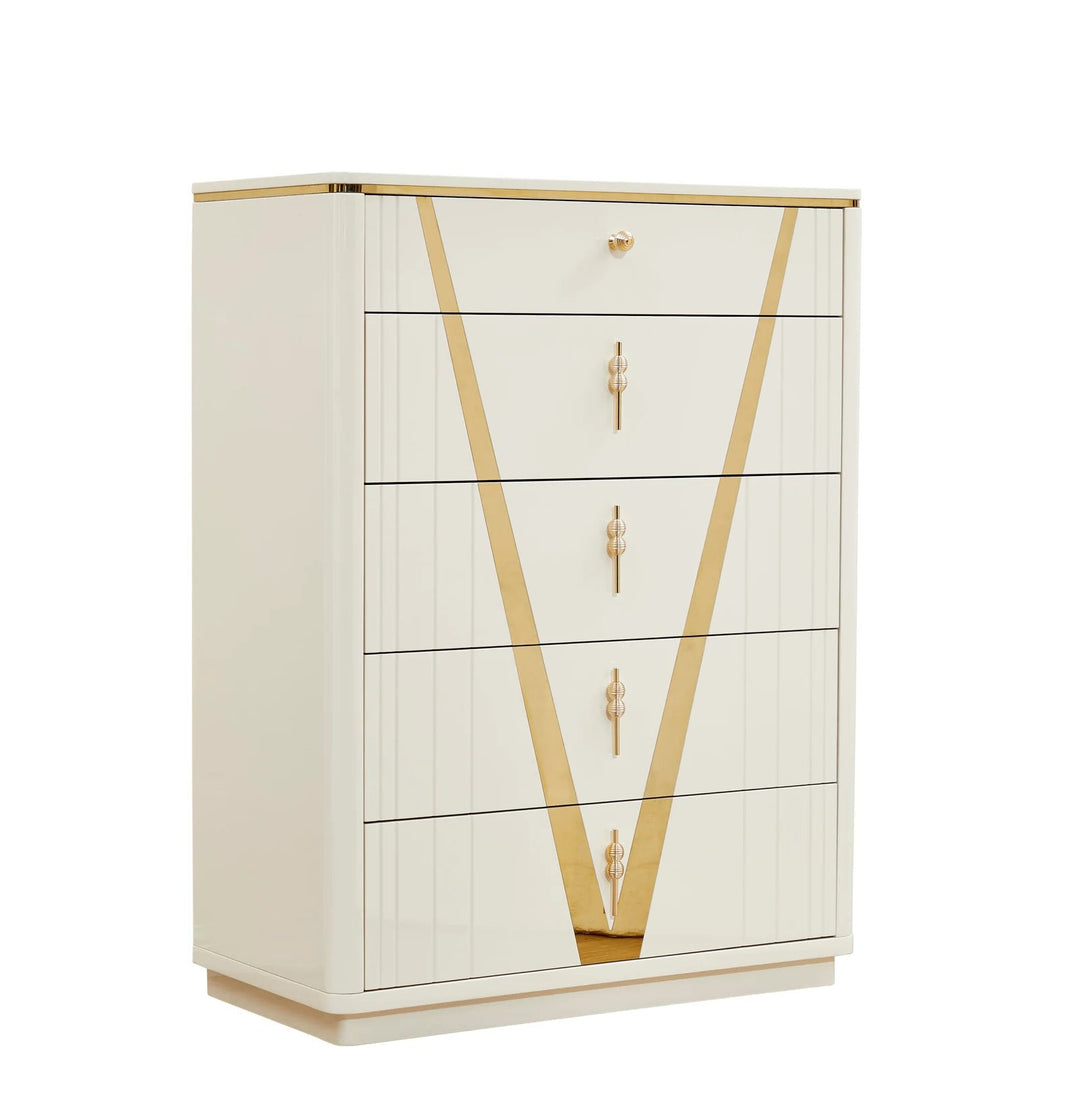 Fable 8-Piece Bedroom Set - White/ Gold | Timeless, Stylish, Durable & Storage Solution