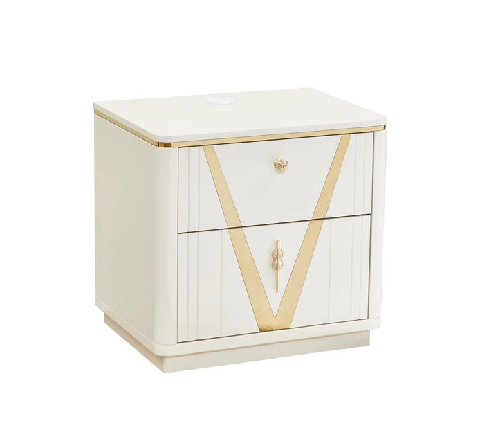 Fable 8-Piece Bedroom Set - White/ Gold | Timeless, Stylish, Durable & Storage Solution