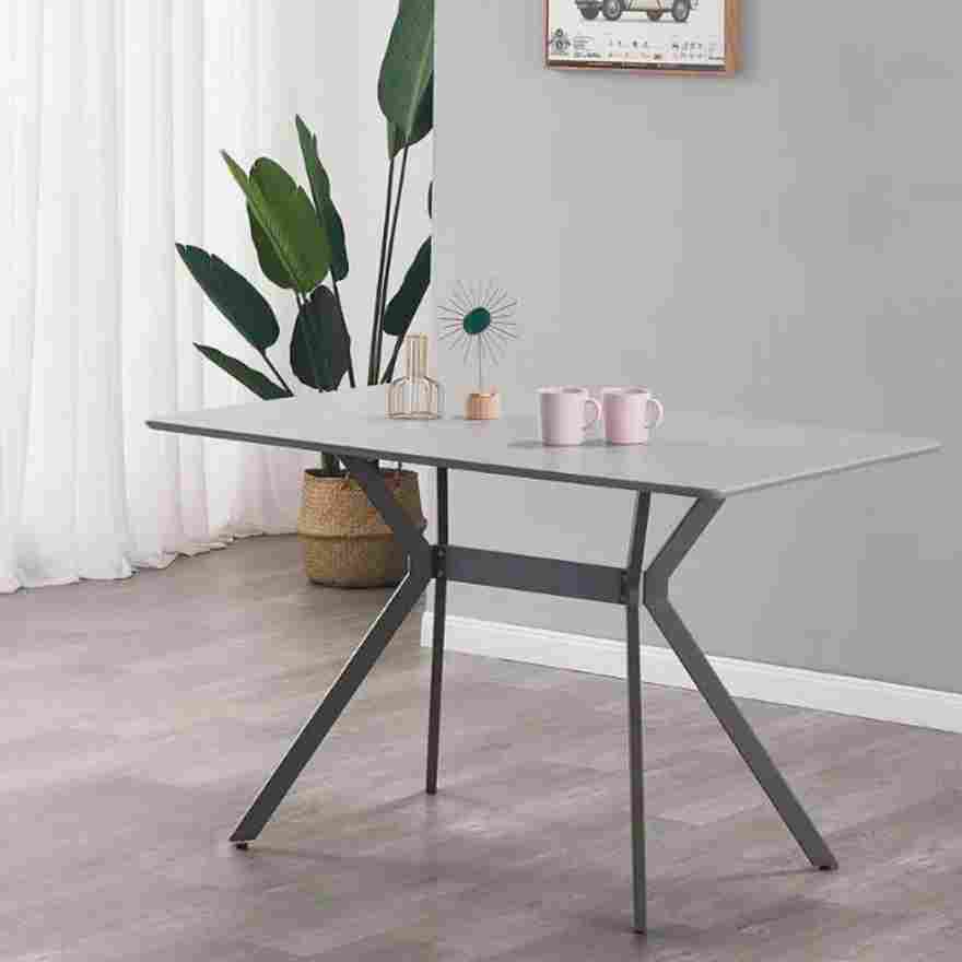 Modern Elegance Scratch-Resistant Dining Table with Sturdy Metal Base