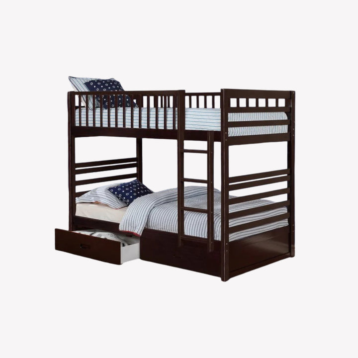 Maddox Bunk Bed (Single/ Single) With Storage Drawers - Espresso
