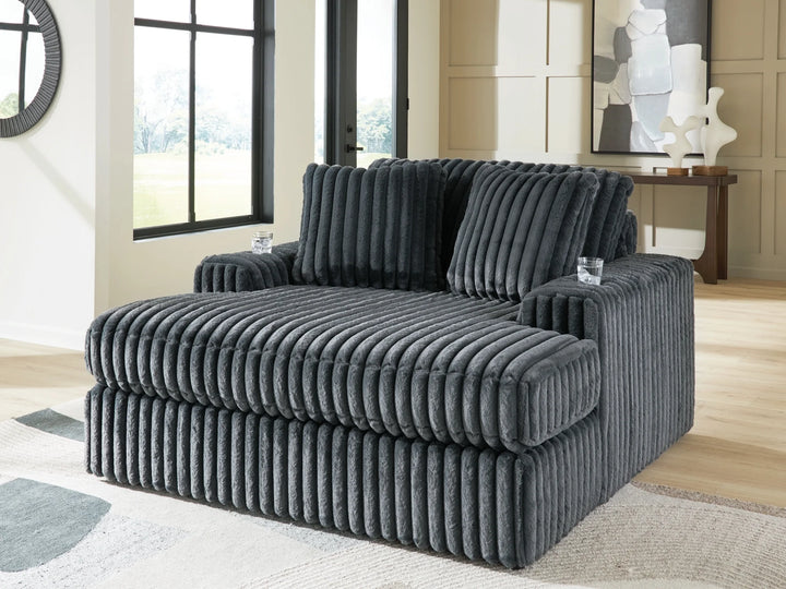 9810515 Midnight-madness Oversized Chaise In Fabric Upholstery - Gunmetal | Signature Design By Ashley