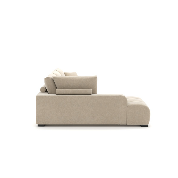 Simon Beige L-Shaped Sectional Sofa In Fabric Upholstery | Available In RHF/ LHF Configuration