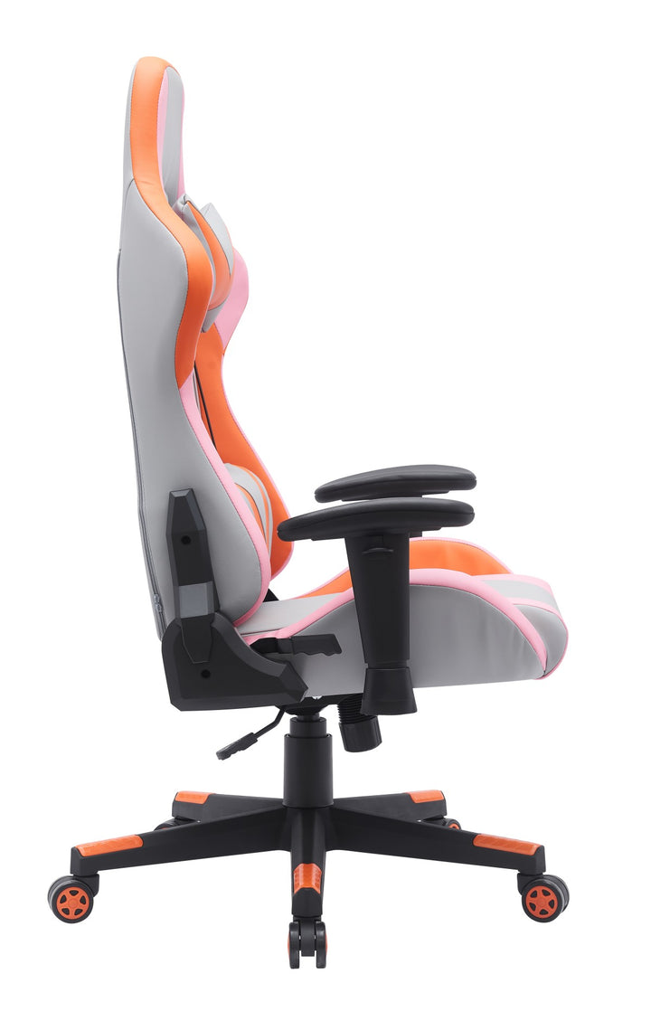 Grey/Orange Ergonomic Gaming Chair | Adjustable Height, Hydraulic Lift, and Stylish Design