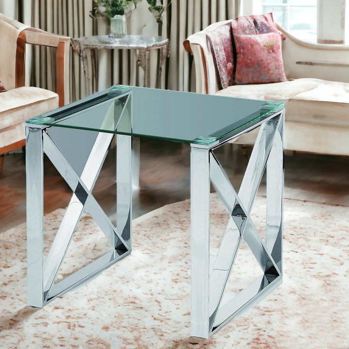 Aqua End Table - Contemporary Elegance and Functionality in Silver