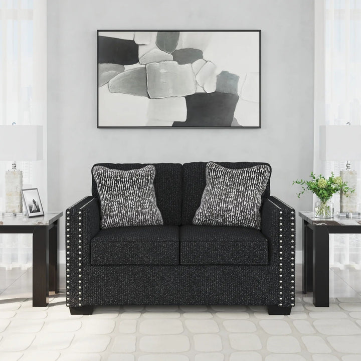 2890435 Jasmine Peaks Loveseat In Fabric Upholstery - Coal | Benchcraft By Ashley