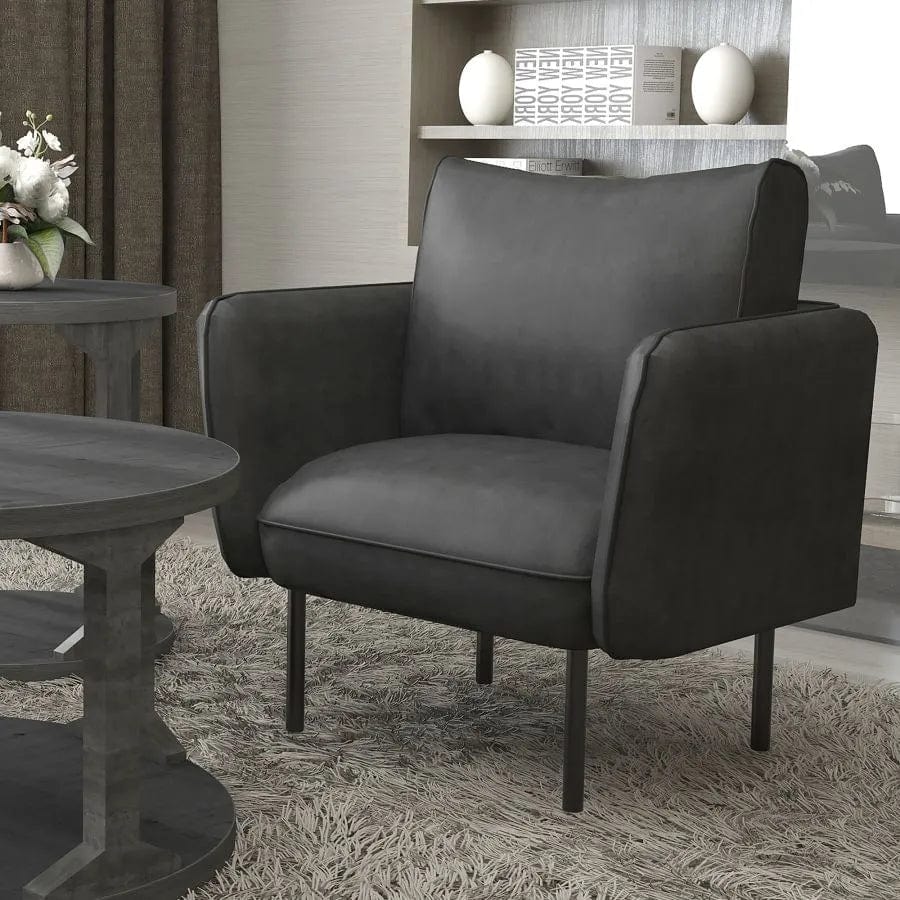Chaise d'appoint moderne en similicuir gris