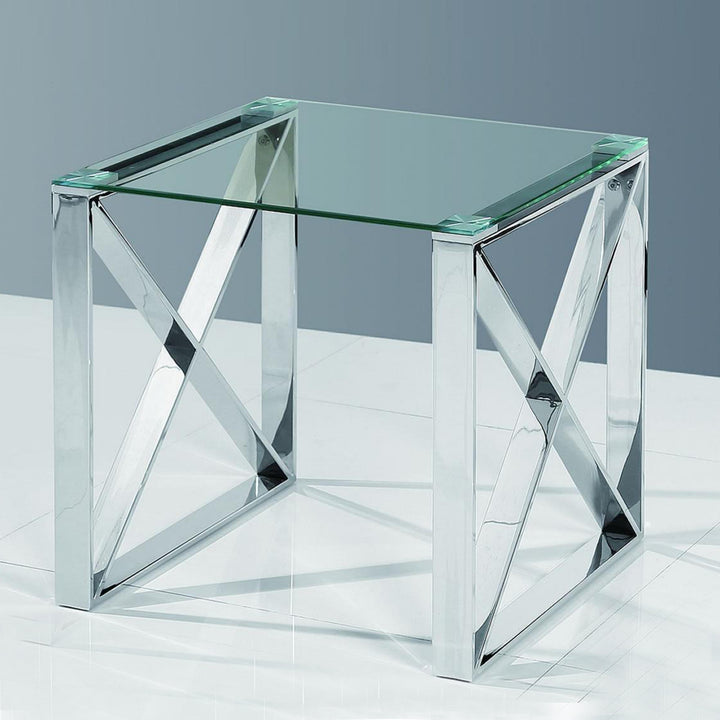 Aqua End Table - Contemporary Elegance and Functionality in Silver