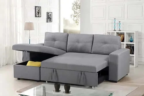 Allora Reversible Sleeper Sectional With Storage Grey Fabric