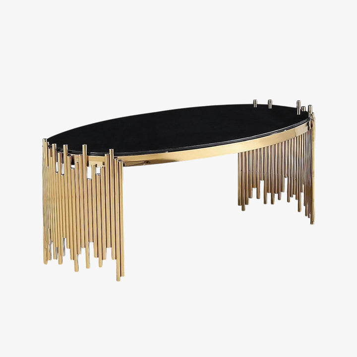 Clark Elegant Tempered Glass Coffee Table With Gold Finish