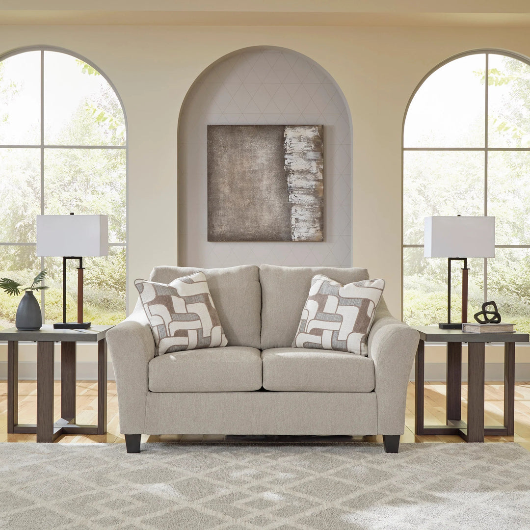 5980335 Willarae Loveseat In Fabric Upholstery - Taupe | Benchcraft By Ashley