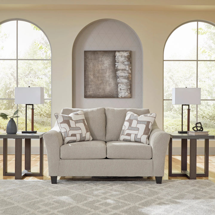 5980335 Willarae Loveseat In Fabric Upholstery - Taupe | Benchcraft By Ashley