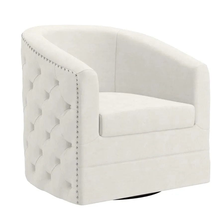 Nspire Contemporary Velvet Accent Chair - Ivory