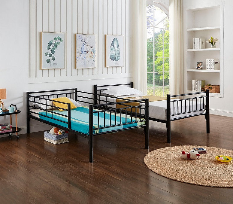 Embrace Metallic Bunk Bed (Single/ Single) In Black Finish