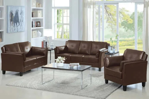 3Pc Brown Sofa Set