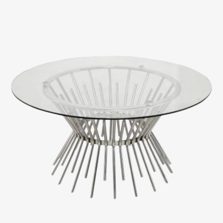 Glamour Round Coffee Table With Silver Finish Base